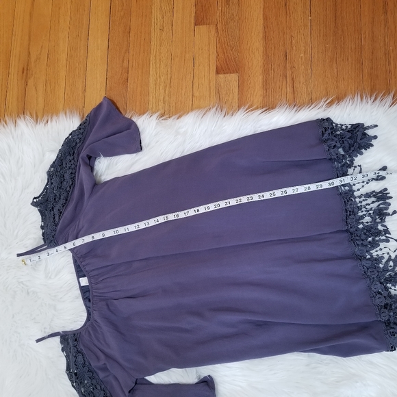 Strappy Midi Boho  Dress with Shoulders Down, Very Light Dark Blue Color, SIZE L - Picture 16 of 17